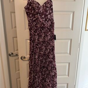 Lulu's Strapless Floral Dress in Purple